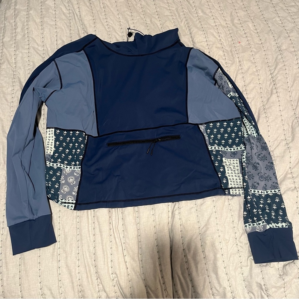 Navy Blue Patchwork Women's Top